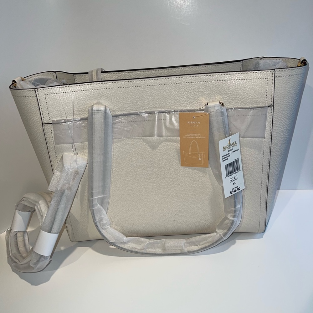 NWT Michael Michael Kors Maise large 3 in 1 leather tote in light cream